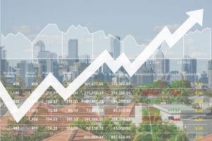 Graph heading upwards over Melbourne acting as a depiction of rising home loan rates across Australia