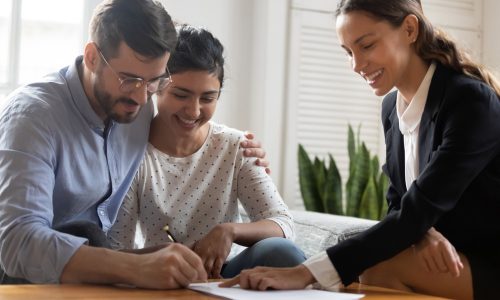 Young couple getting a mortgage pre-approval